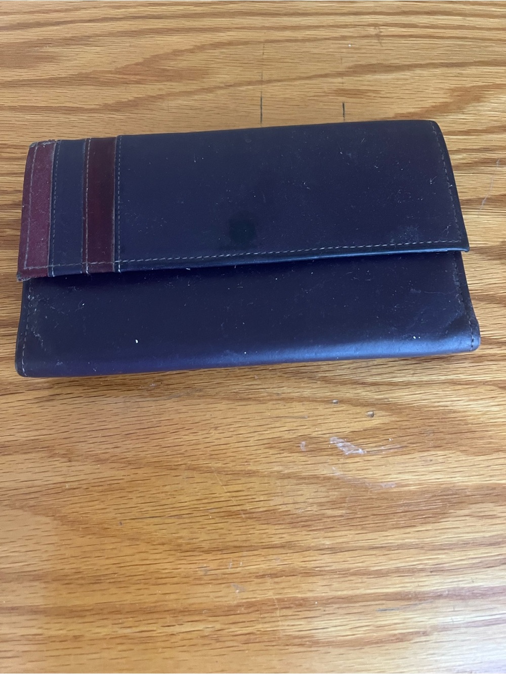 Leather Wallet with Accent Stripes